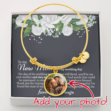 New Mom Card with Photo Circle Bangle Bracelet - Love You This Much